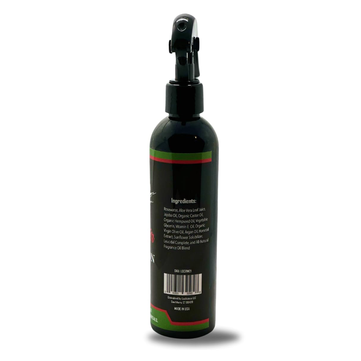 LOCLICIOUS bottle staged with aloe vera and rose blooms indicating natural ingredient sourcing