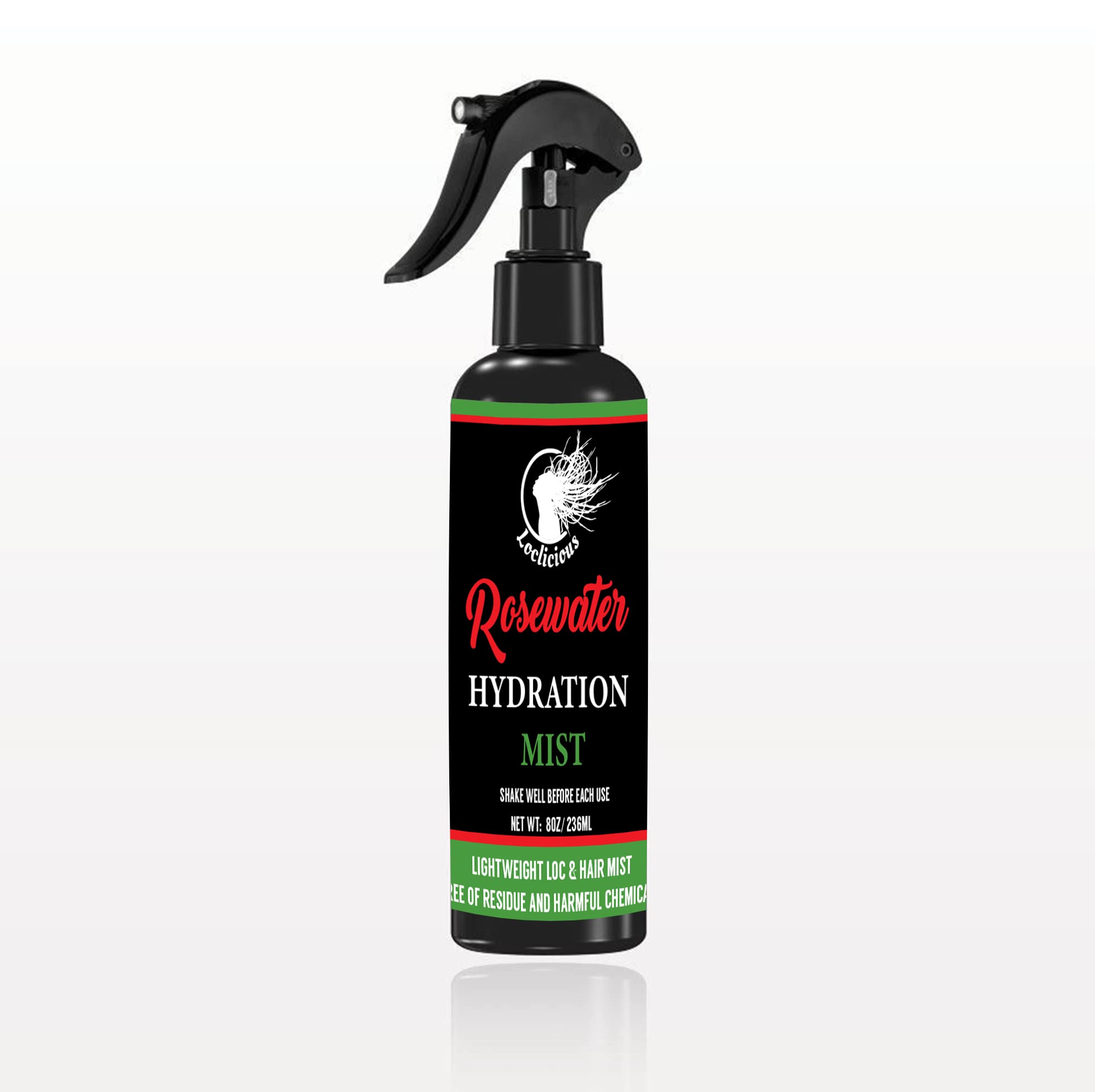 LOCLICIOUS spray nozzle dispersing fine mist on hair for even hydration and quick refresh