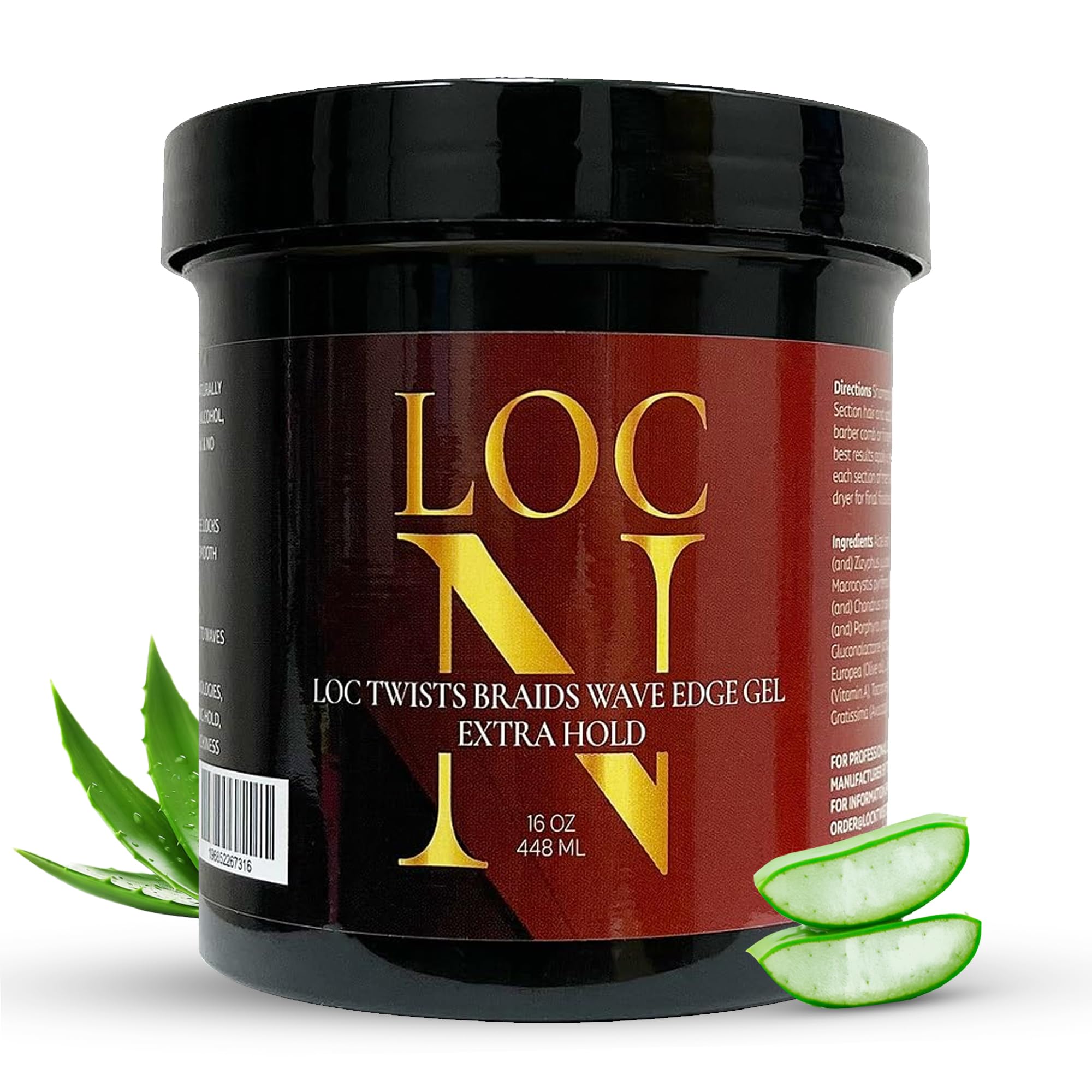 LOCN jar front view showing label and 16 oz size with clear hold benefits