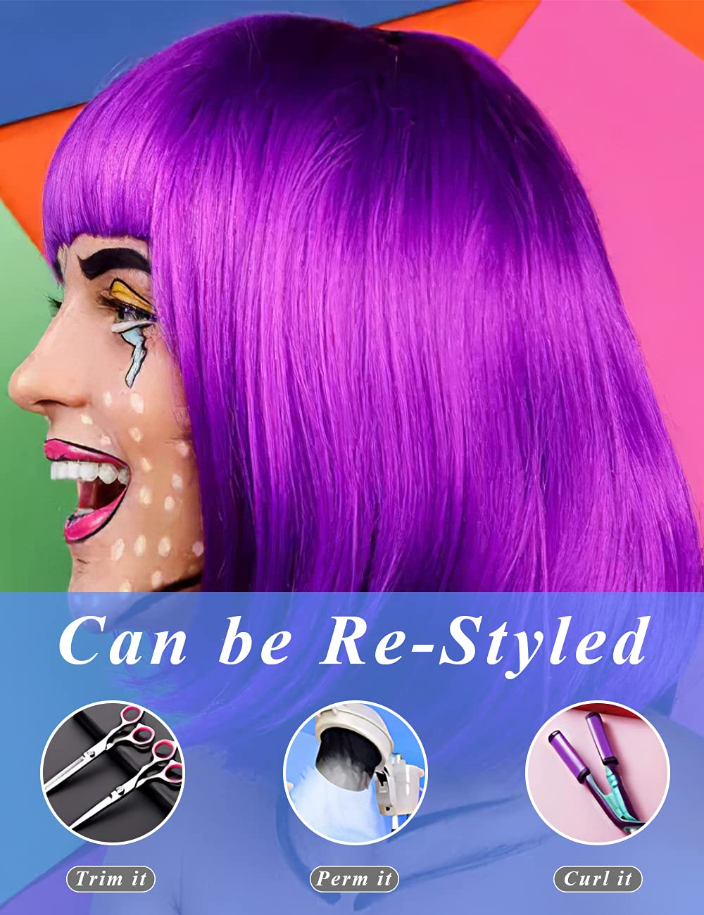LOHO MAGICA wig beside common objects for scale illustrating short bob length and fit