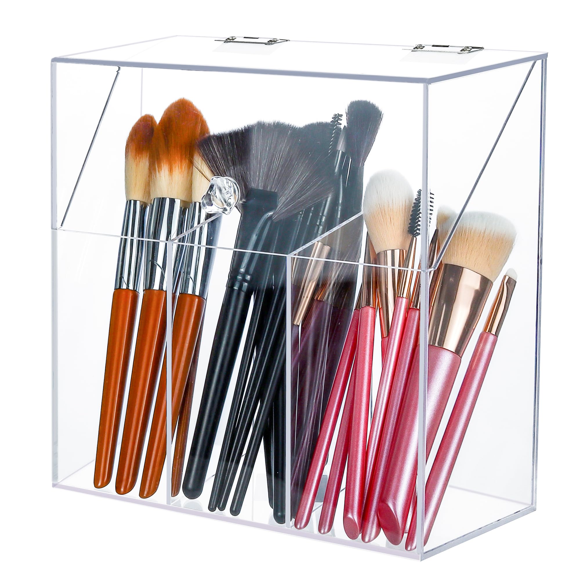 LOHRYVIO front view showing clear holder and tidy brushes for organized vanity