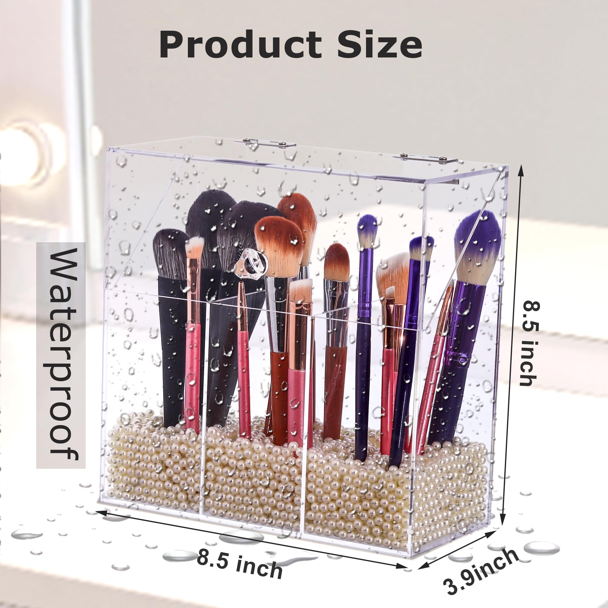 LOHRYVIO in use on vanity with brushes offering quick access while getting ready
