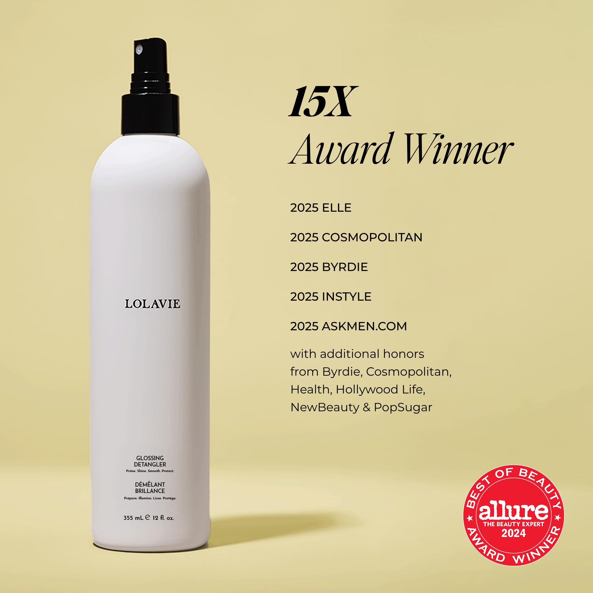 LolaVie 12 oz bottle beside common items to show size and value