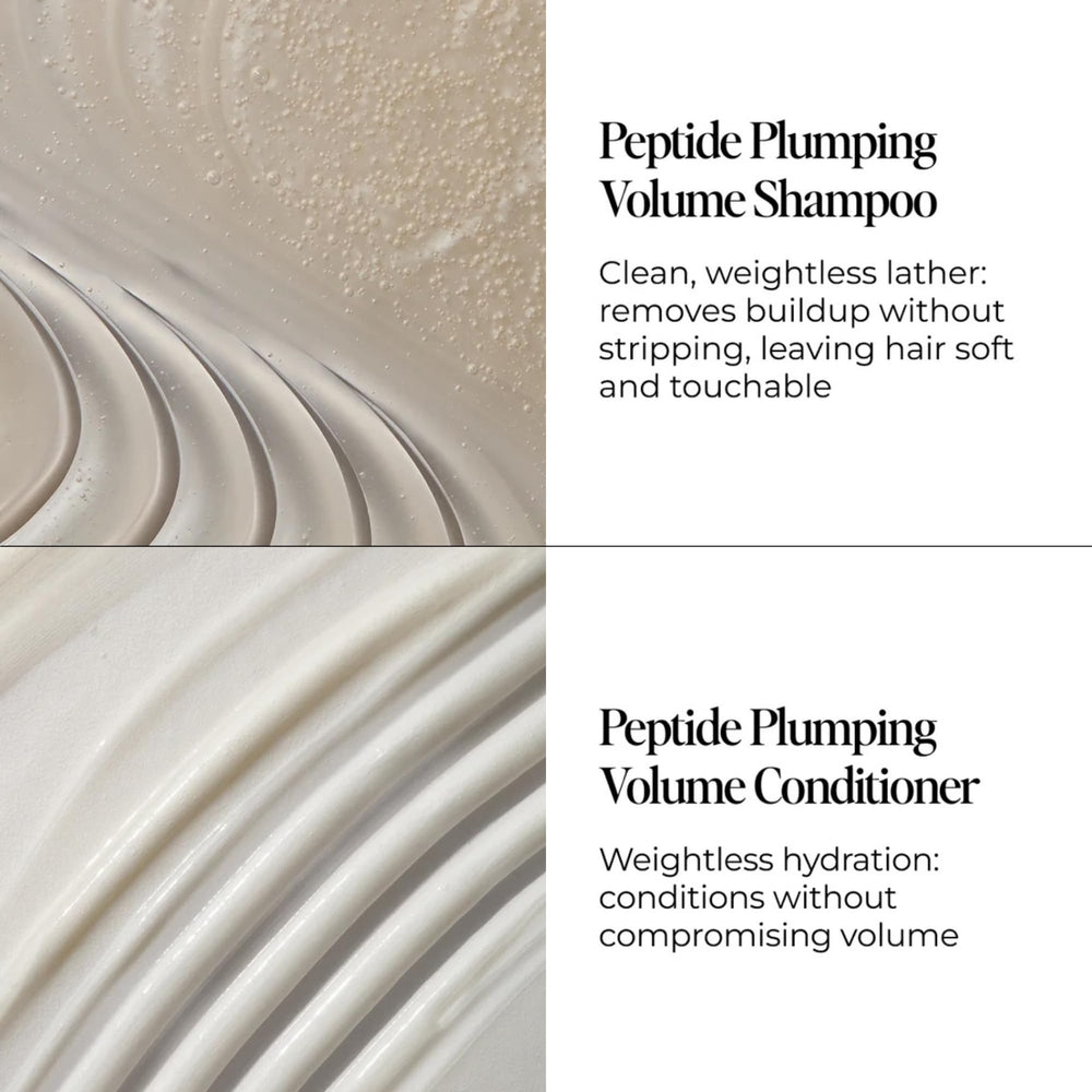 LolaVie shampoo pump close-up highlighting gentle peptide volume boost