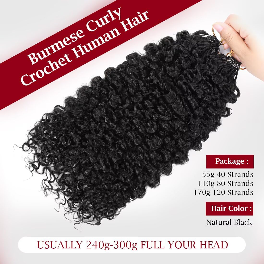 LOLLY HAIR held in hand to show 55g featherweight and comfortable wear