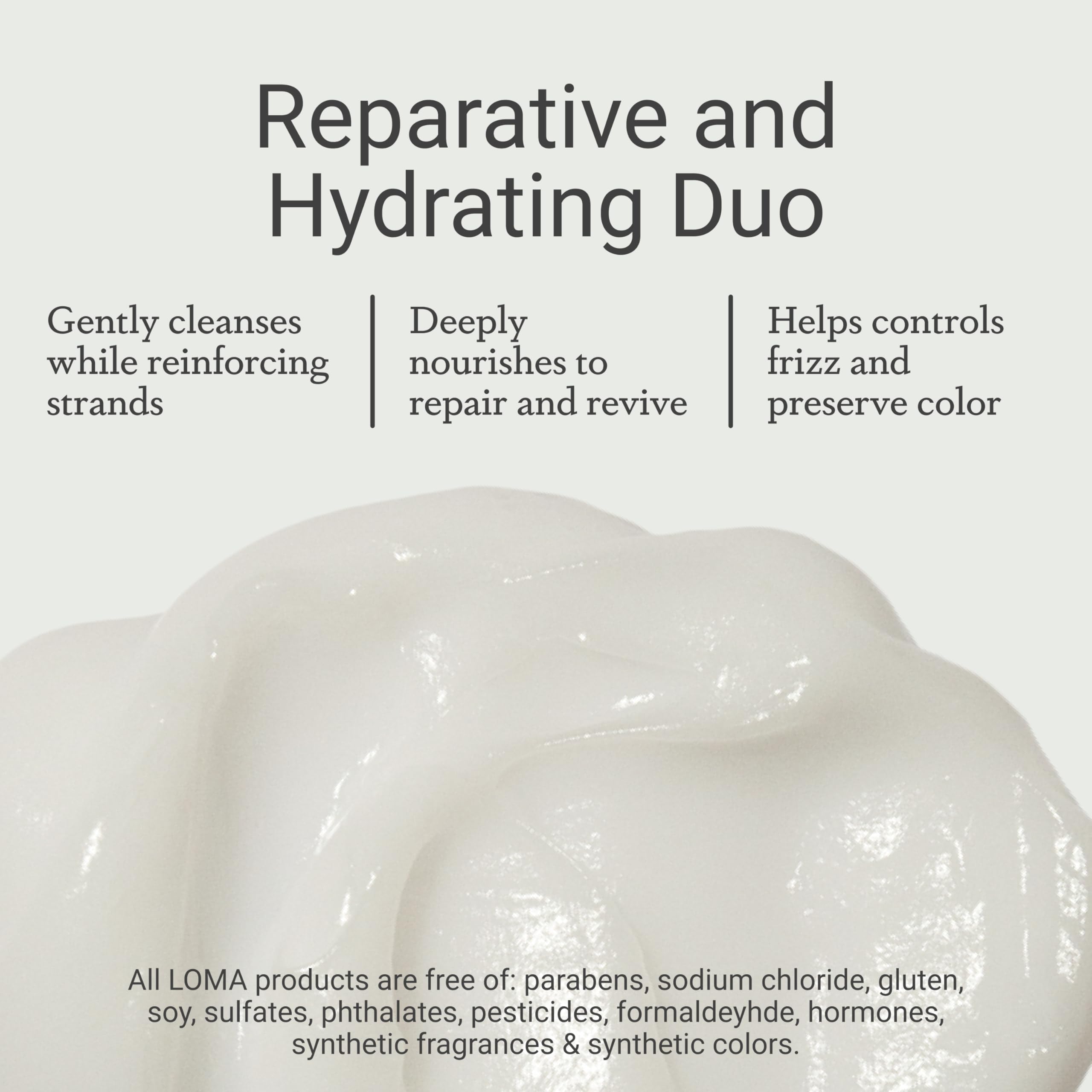 LOMA shampoo and conditioner in use in shower showing easy rinsing benefit