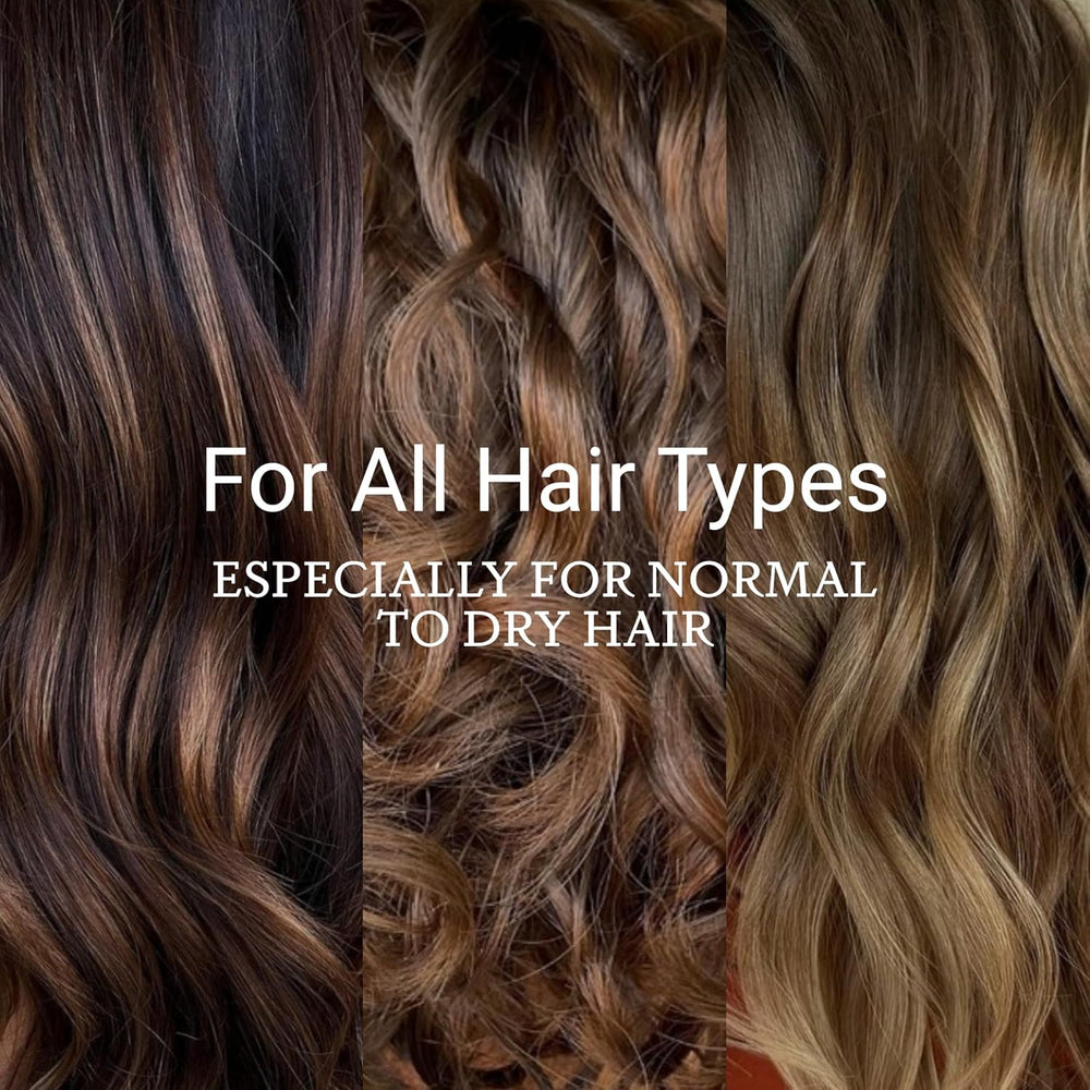 LOMA application in hand on wet hair, protects from heat and speeds drying