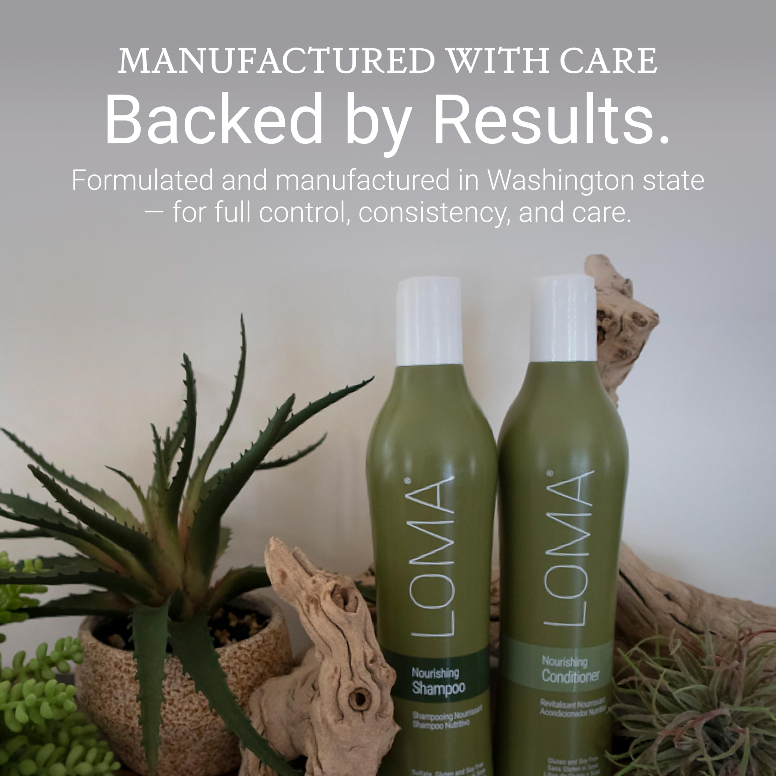LOMA duo styled on bathroom shelf suggesting salon-quality at-home benefit