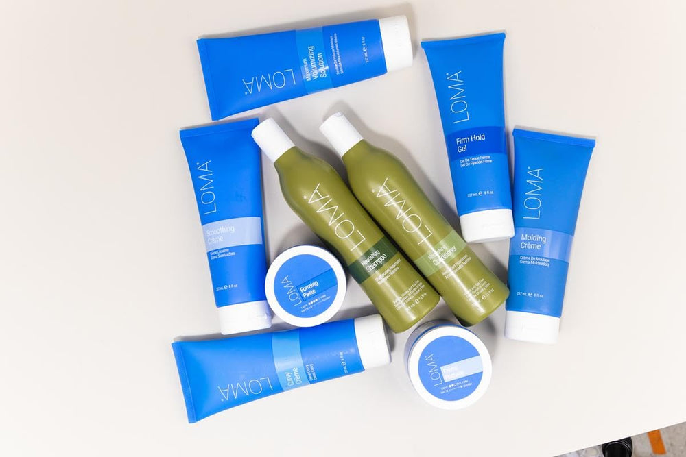 Loma smoothing crème label ingredients close-up highlighting paraben and sulfate free benefits