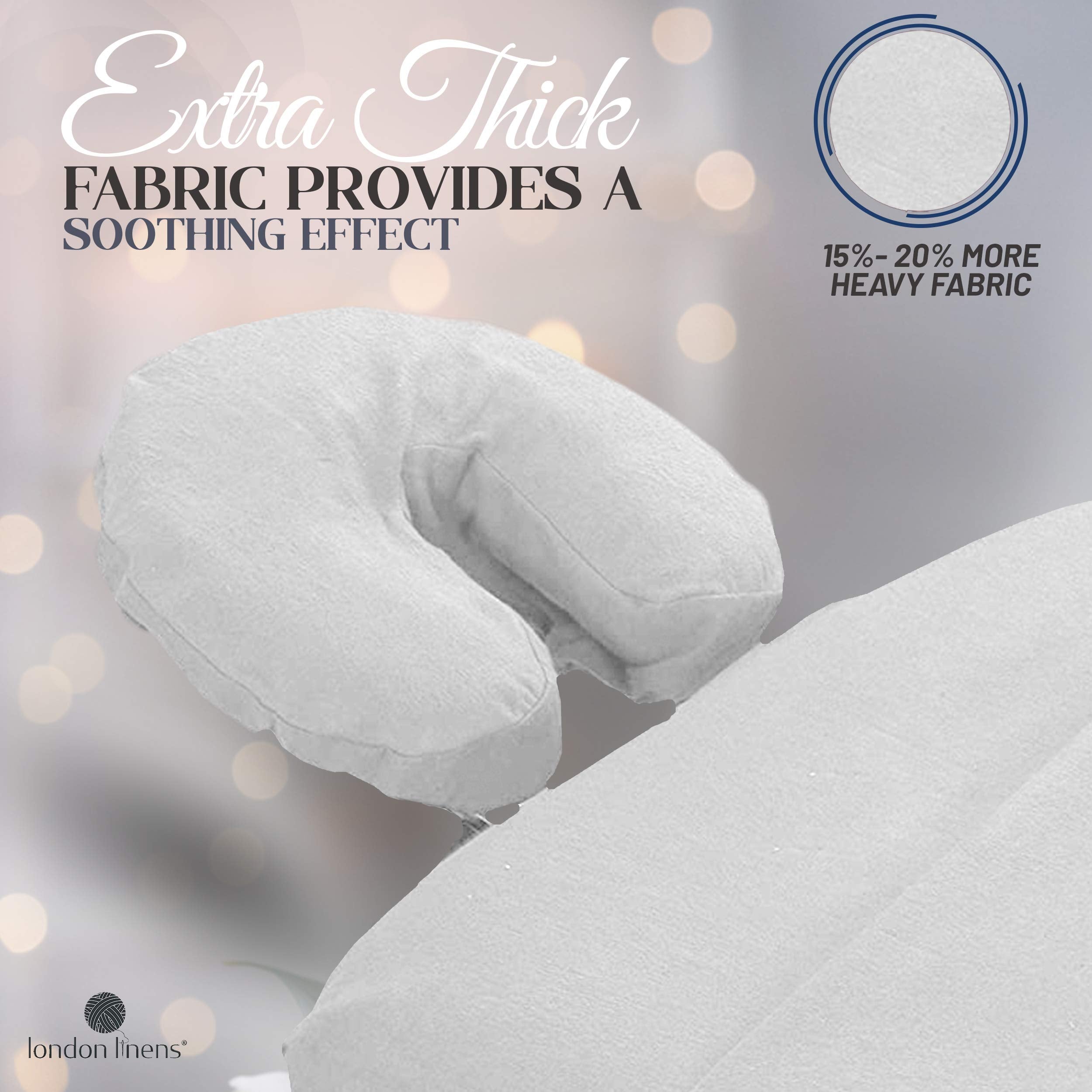 LONDON LINENS elastic hem detail demonstrating secure fit benefit