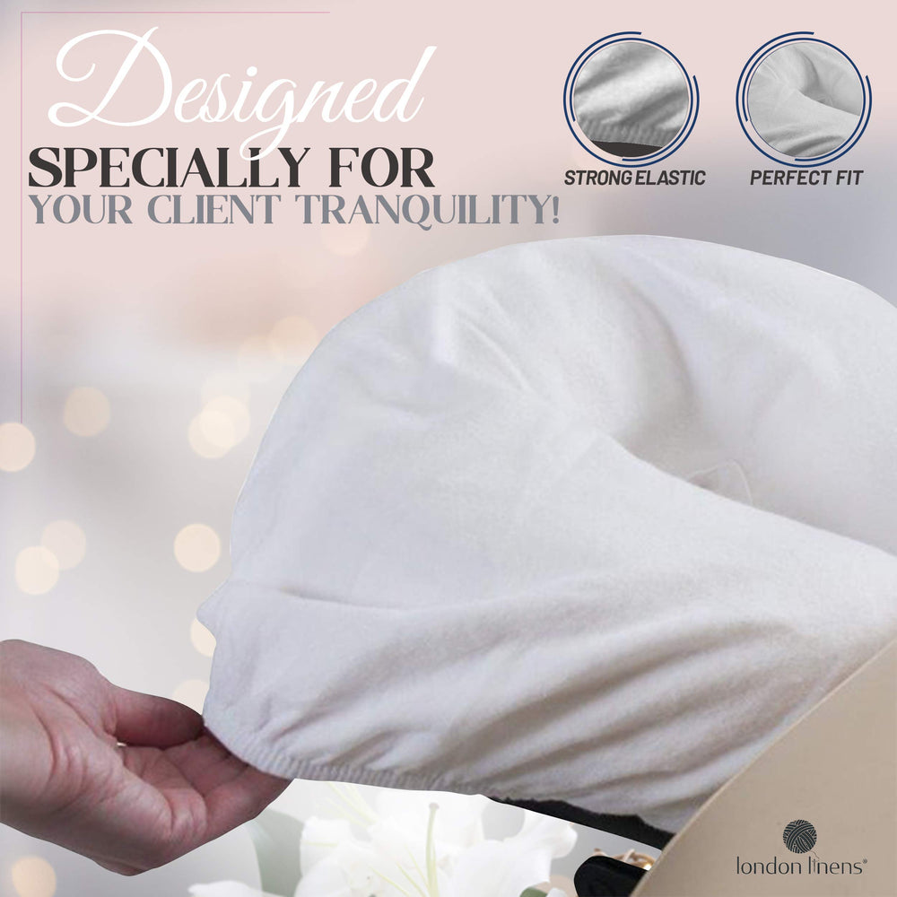 LONDON LINENS size comparison with hand showing generous fit benefit