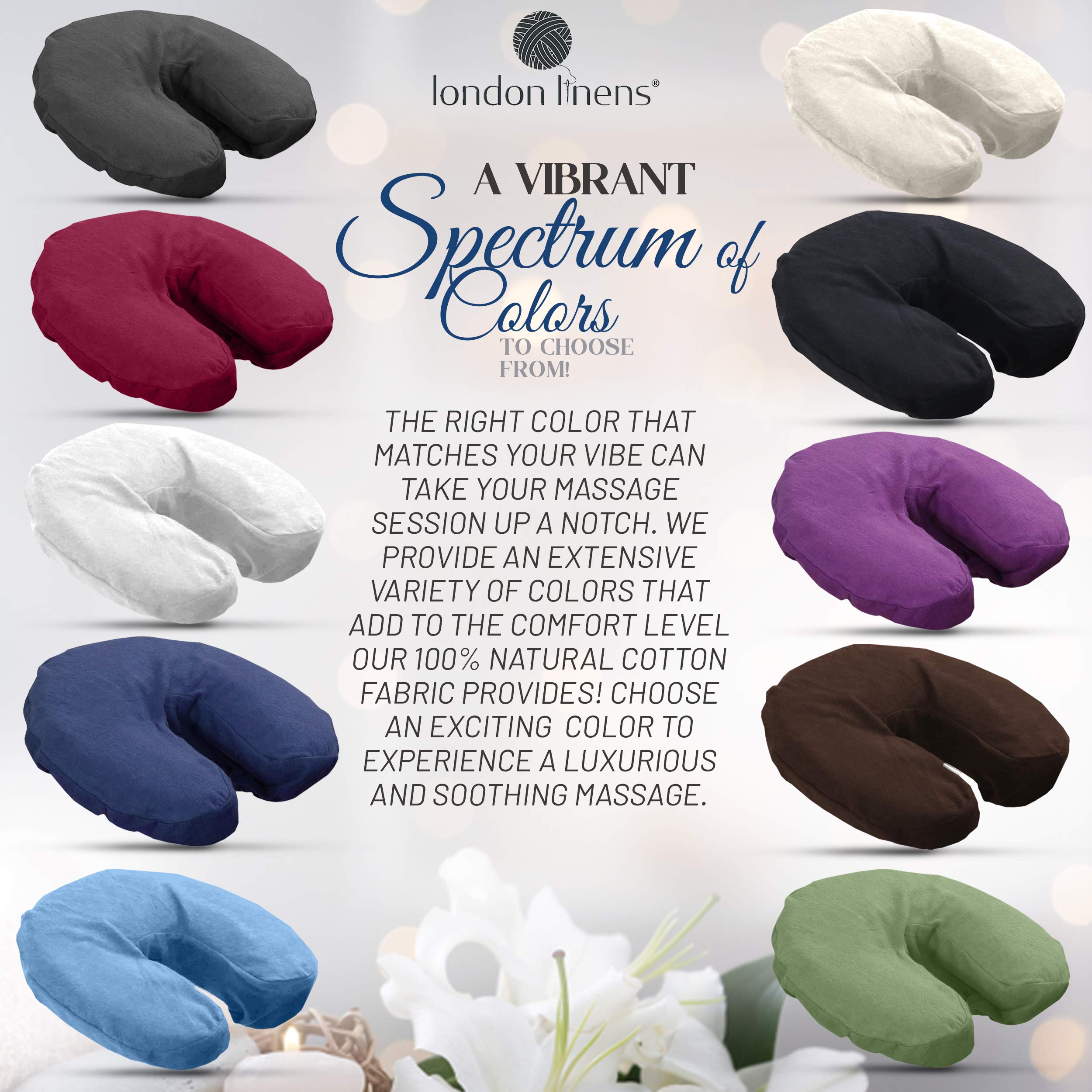 LONDON LINENS stacked ten covers illustrating bulk supply convenience benefit
