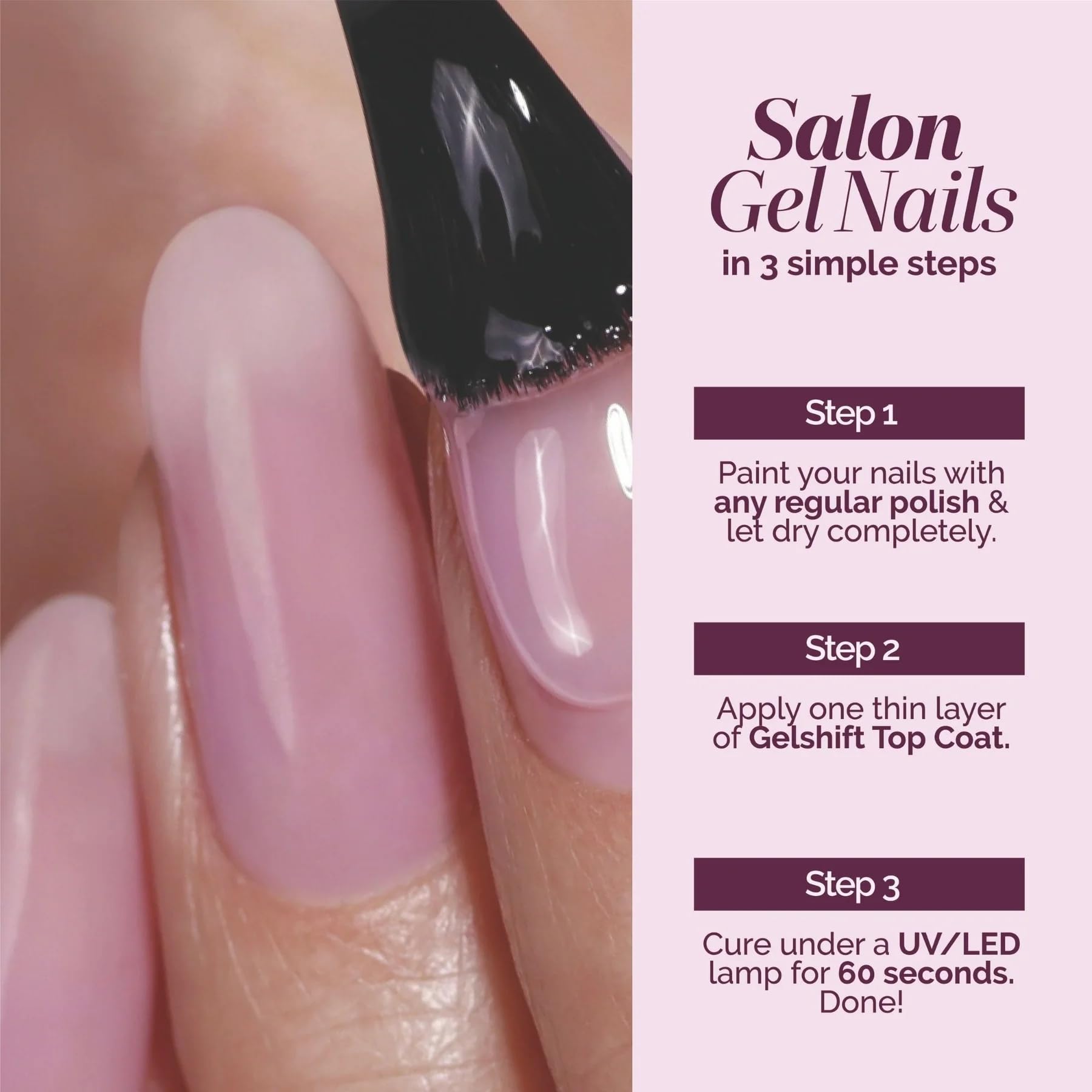 GelShift glossy texture swipe highlighting thickened shine and polish depth