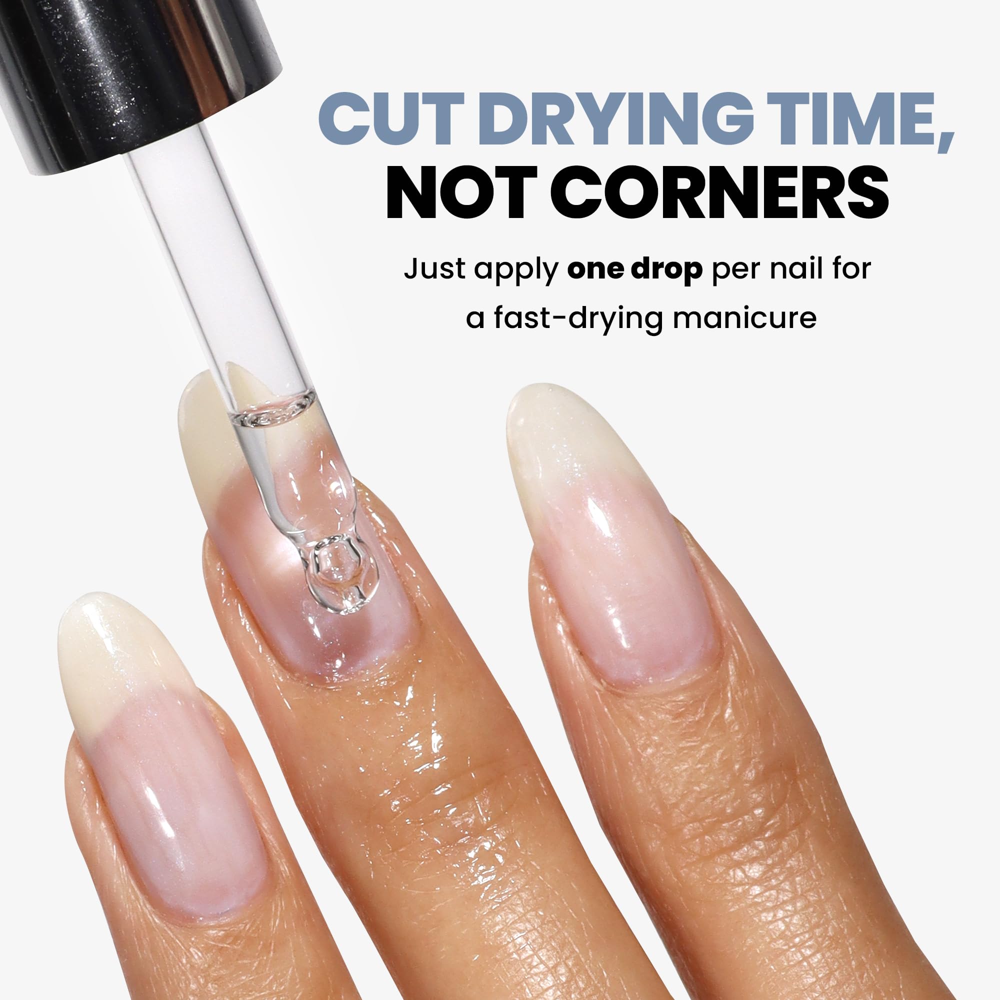 LONDONTOWN texture close-up of the clear oil highlighting quick absorption