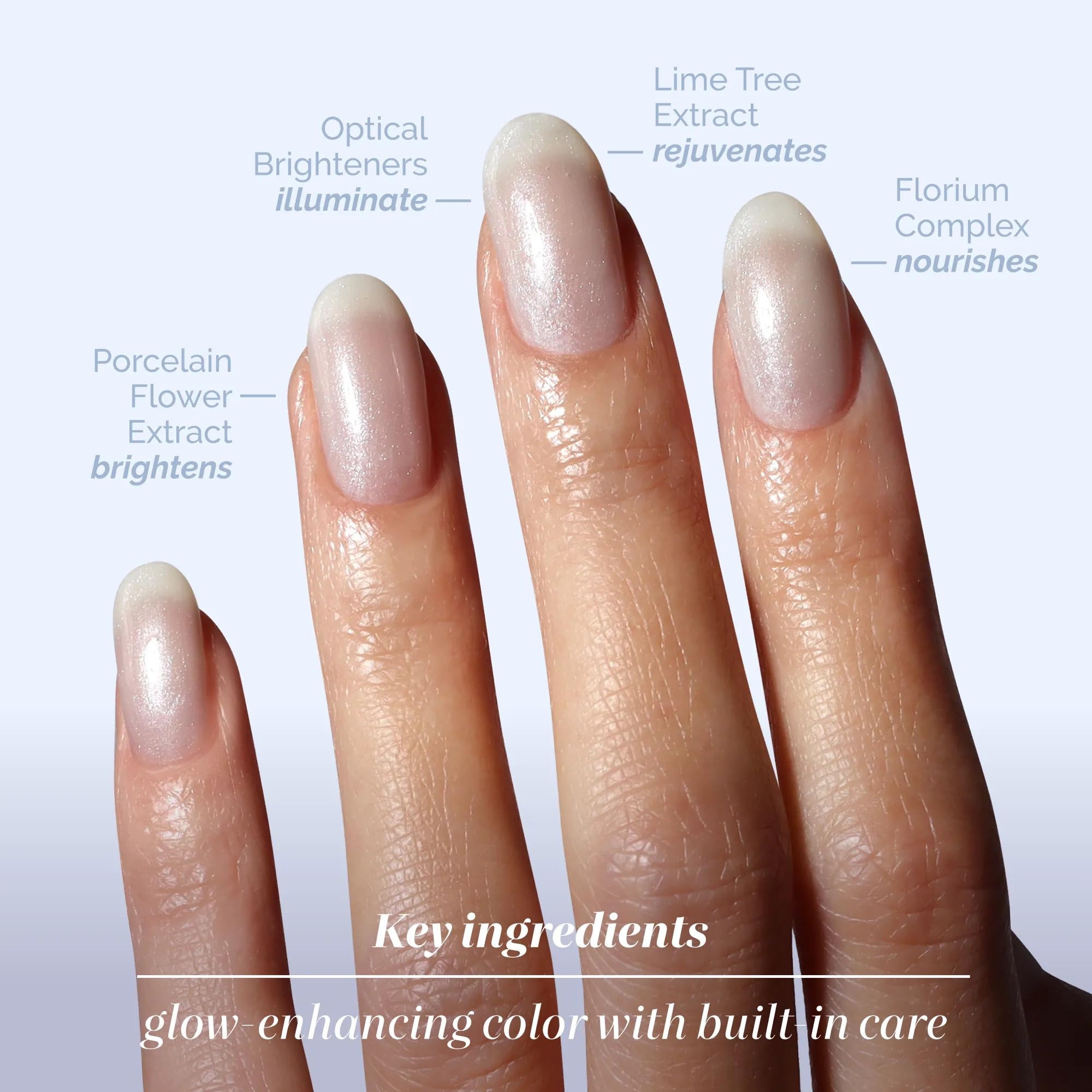 LONDONTOWN Quartz polished fingertips demonstrating natural look benefit: conceals discoloration