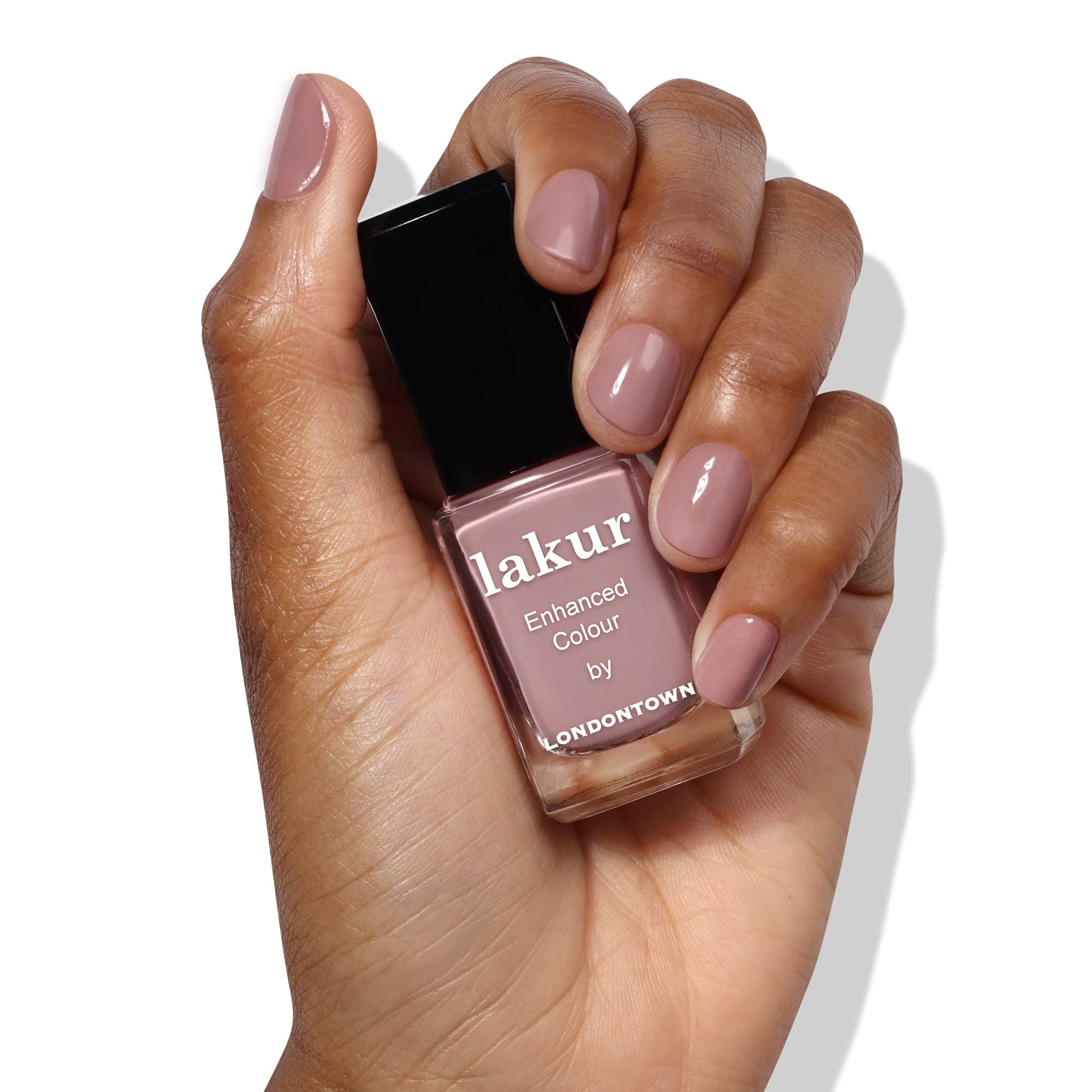LONDONTOWN lakur bottle angled to highlight color depth and rich pigment benefit