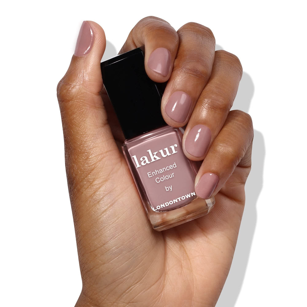 LONDONTOWN lakur bottle angled to highlight color depth and rich pigment benefit
