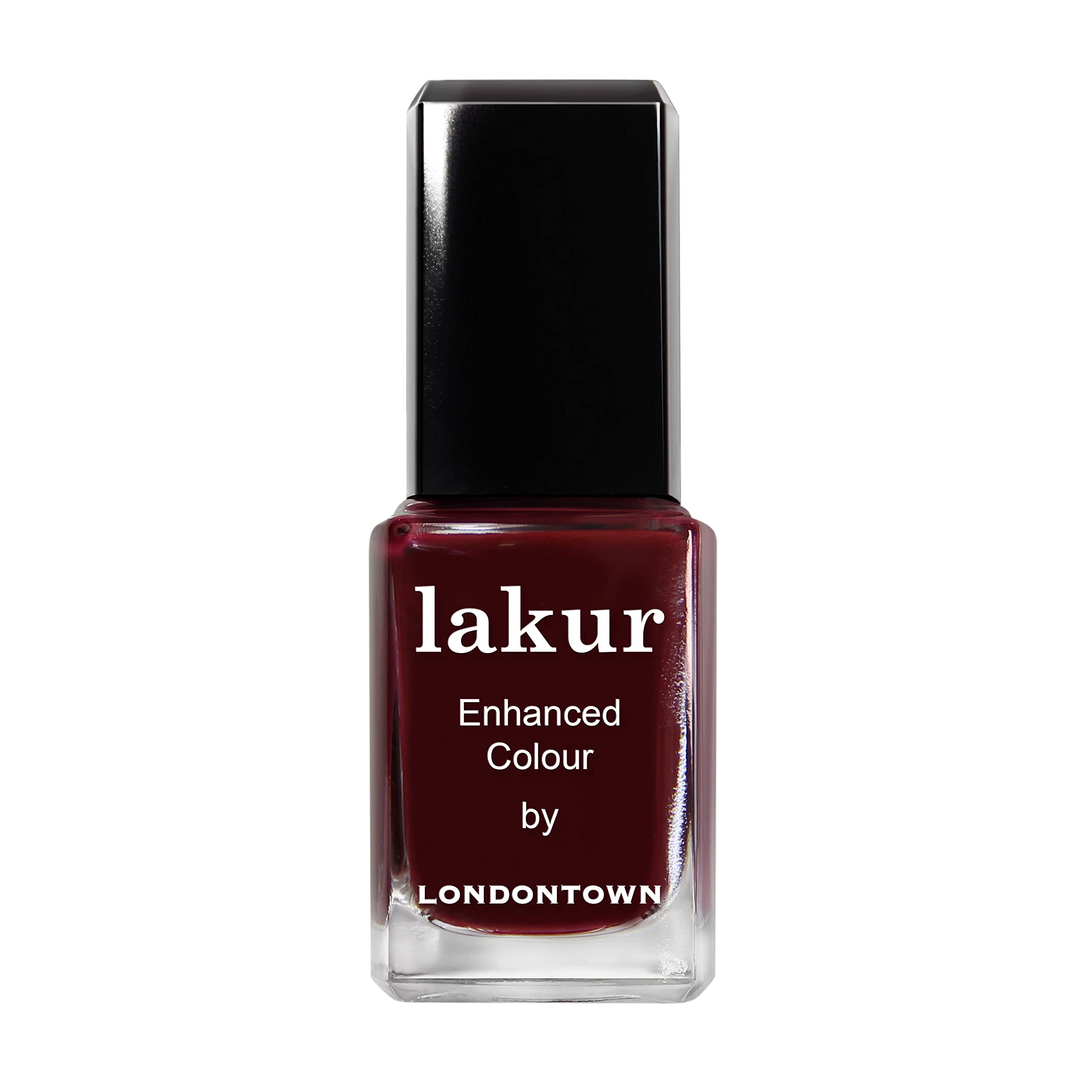 LONDONTOWN lakur front bottle showing Elderberry red and glossy finish for vivid color
