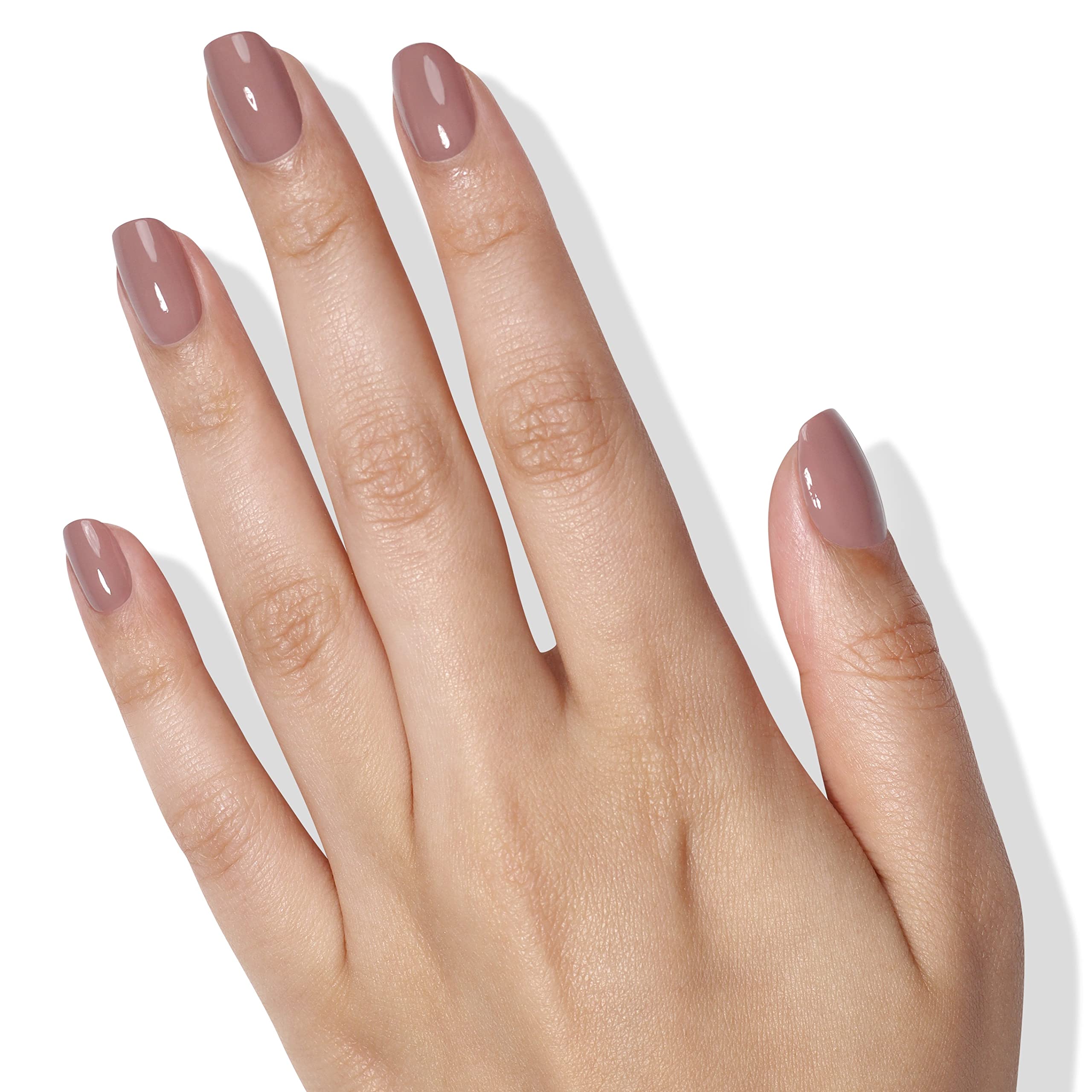Hand swatch wearing Chai shade showing LONDONTOWN polish wearable neutral benefit