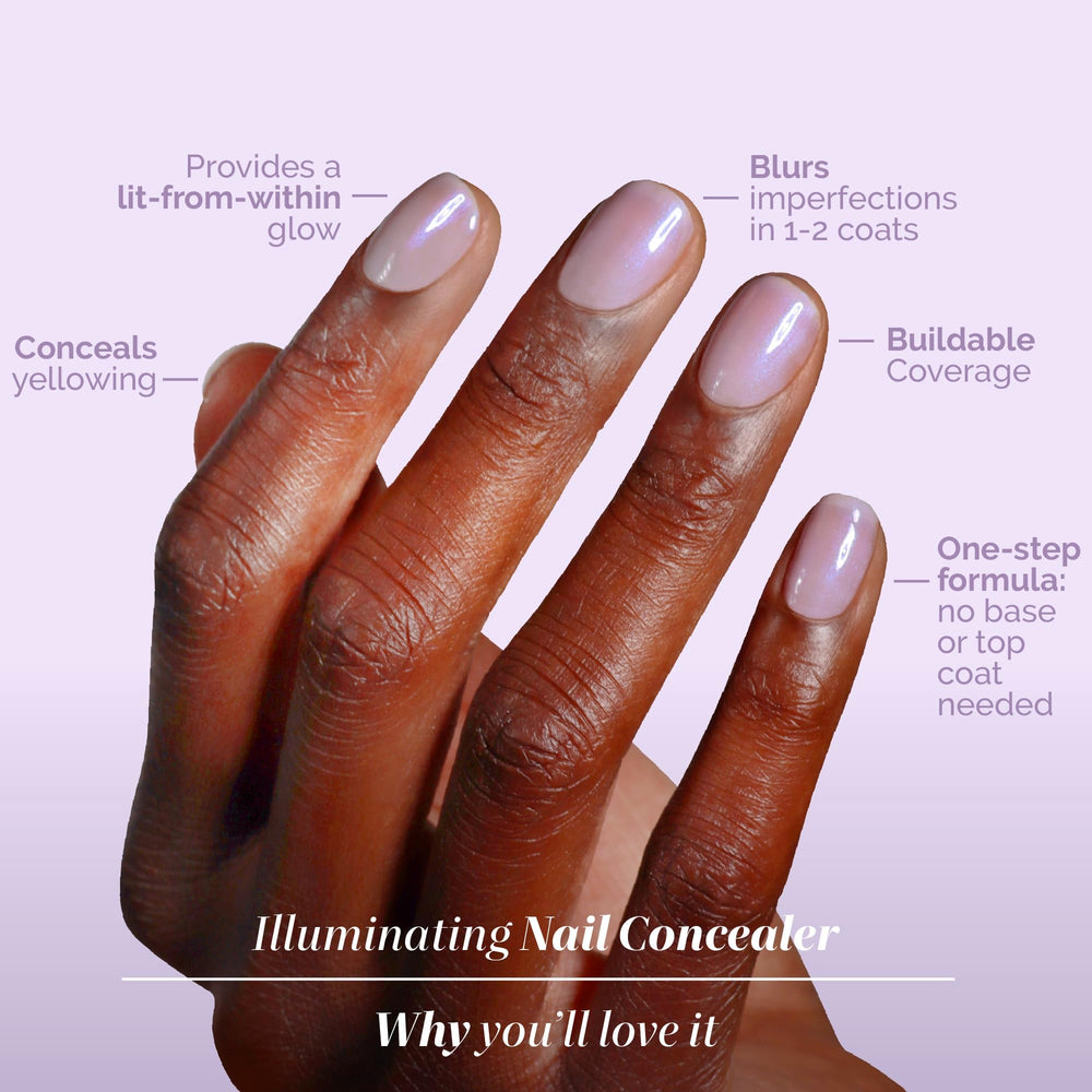 LONDONTOWN before and after single nail illustrating reduced discoloration and polish look