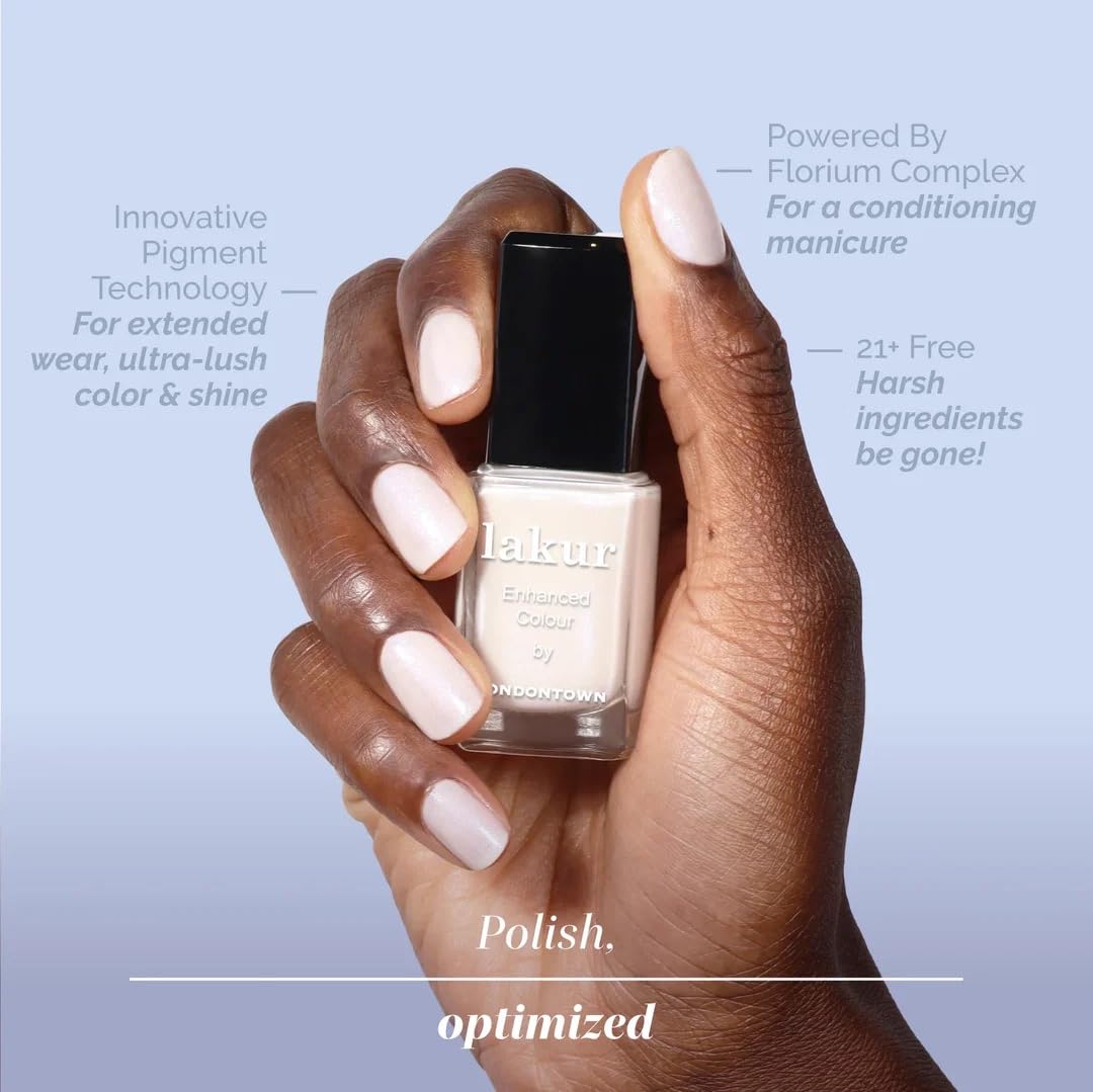 LONDONTOWN painted manicure on model hand showcasing gel-like gloss
