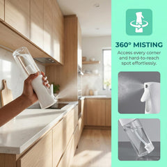 Looknniy bottle in stylist hand demonstrating ergonomic salon use