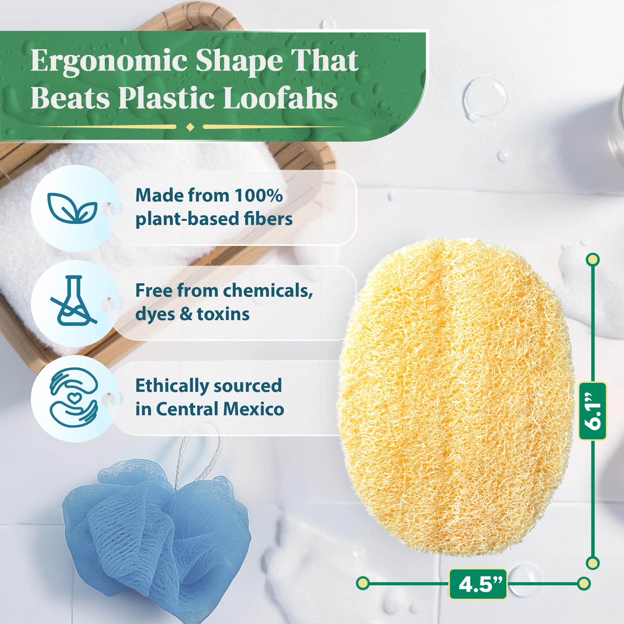 LooLife close-up of loofah fibers texture for effective exfoliation benefit