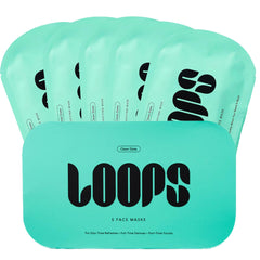 LOOPS front packaging showing five detox hydrogel masks and benefits