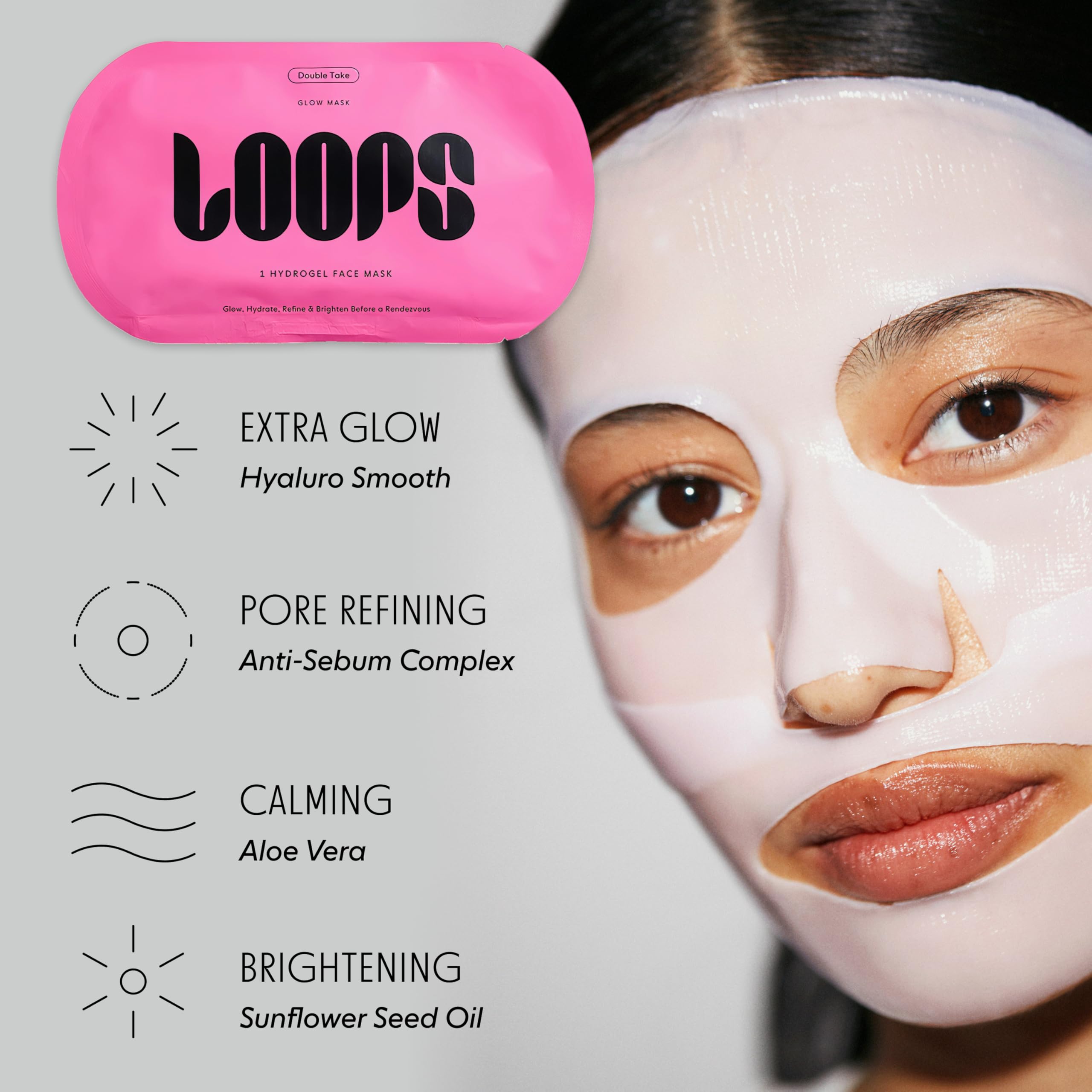 LOOPS masks on bathroom shelf lifestyle shot for effortless self-care
