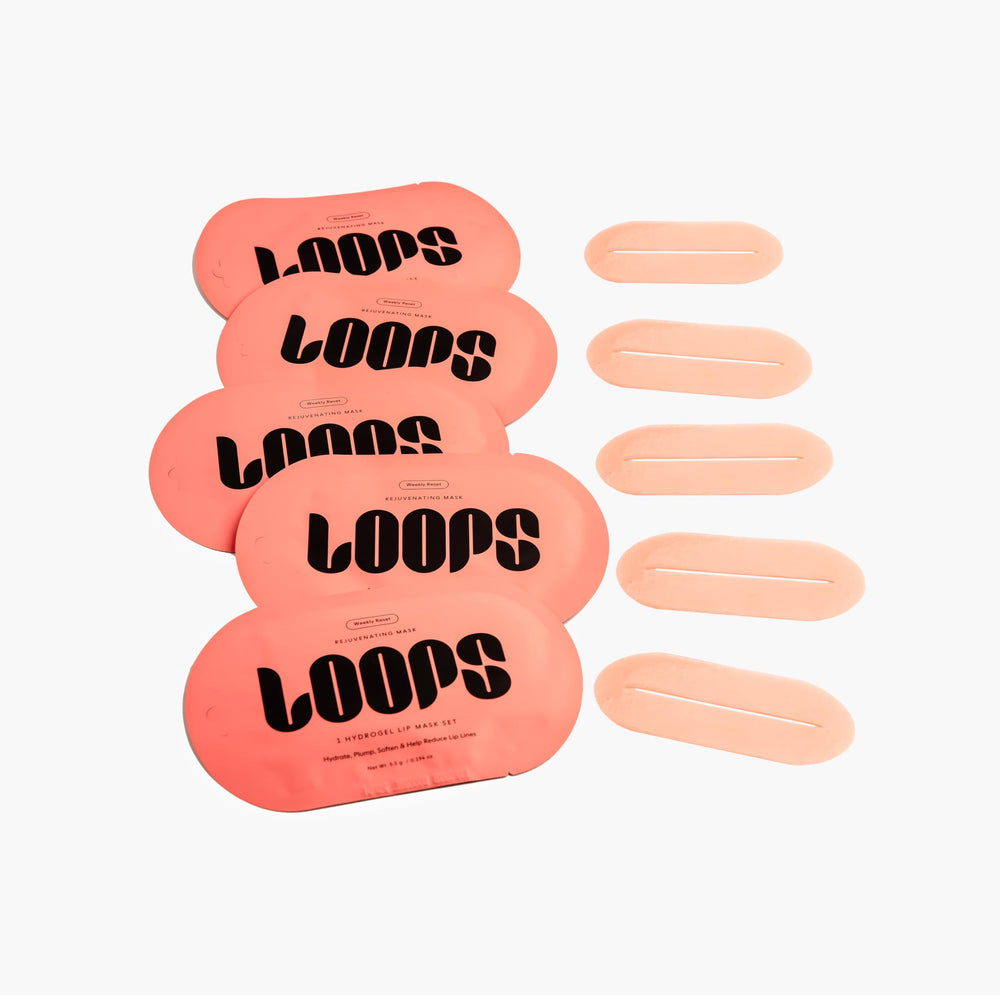 LOOPS lip mask on bathroom vanity suggesting easy addition to nightly skincare routine