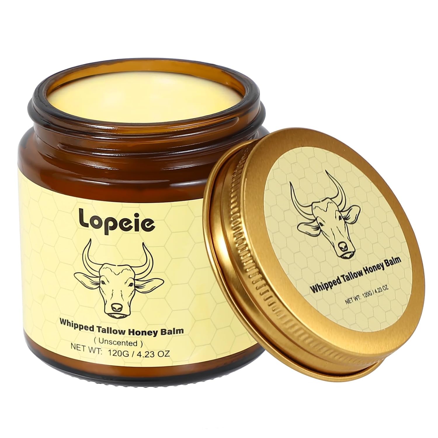Lopeie front jar showing label, clear view and natural packaging benefit