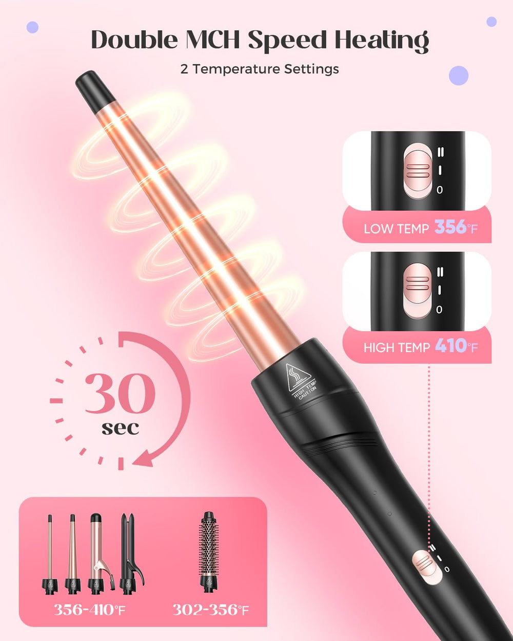 Lopeie small wand tip detail demonstrating precision for tight curls