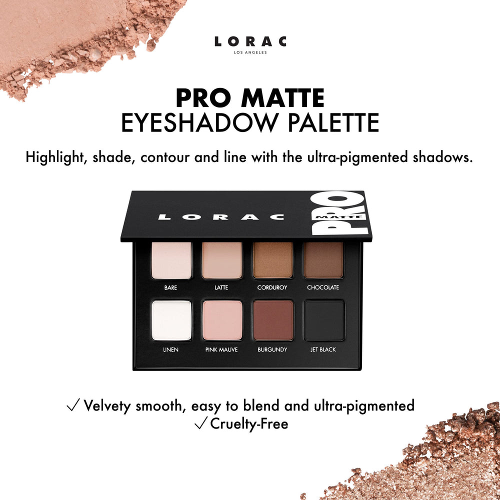 LORAC close-up of each matte shade to assess colors and blending potential
