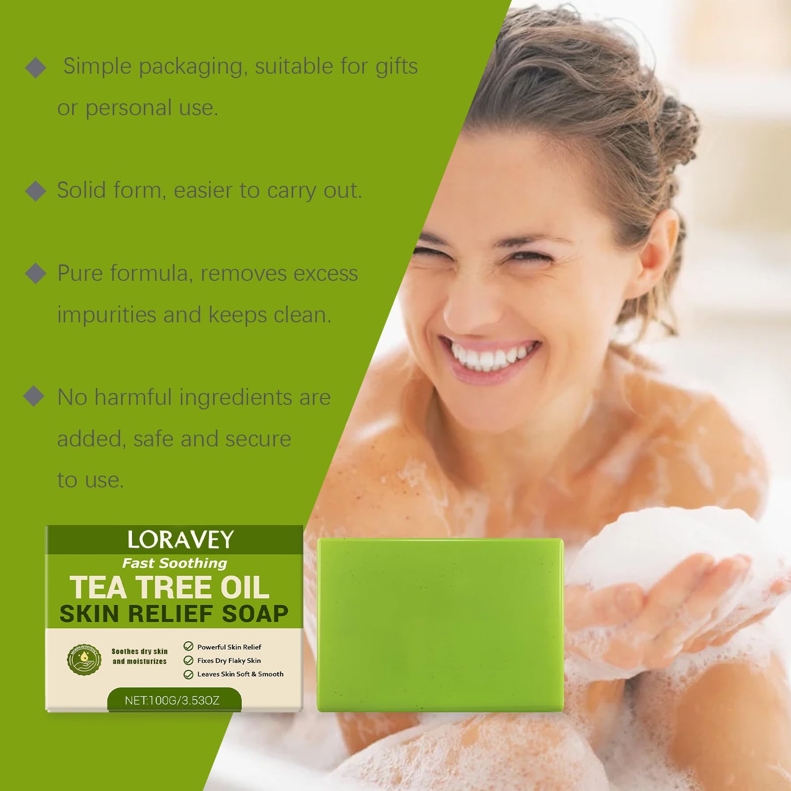 Loravey close-up of soap texture with exfoliating particles for smoother skin