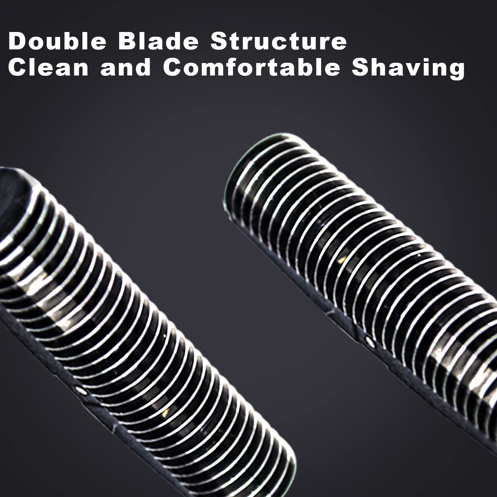 LOREAD stainless steel cutters close-up showing sharp edges for cleaner shaves