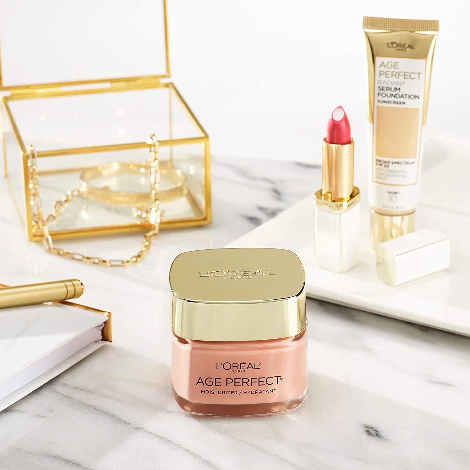 L'Oreal Paris before and after tone comparison showing brighter complexion