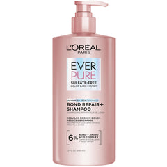 L'Oreal Paris front label showing Bond Repair+ benefits and size