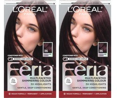 L'Oreal Feria front packaging showing chocolate cherry shade benefit rich color