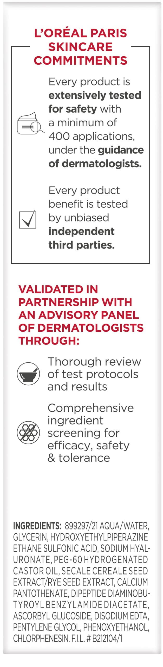 L'Oreal Paris cream on skin showing absorption, long-lasting hydration benefit