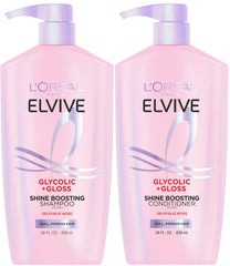 L'Oreal Paris Elvive front packaging showing full shampoo and conditioner set and benefits