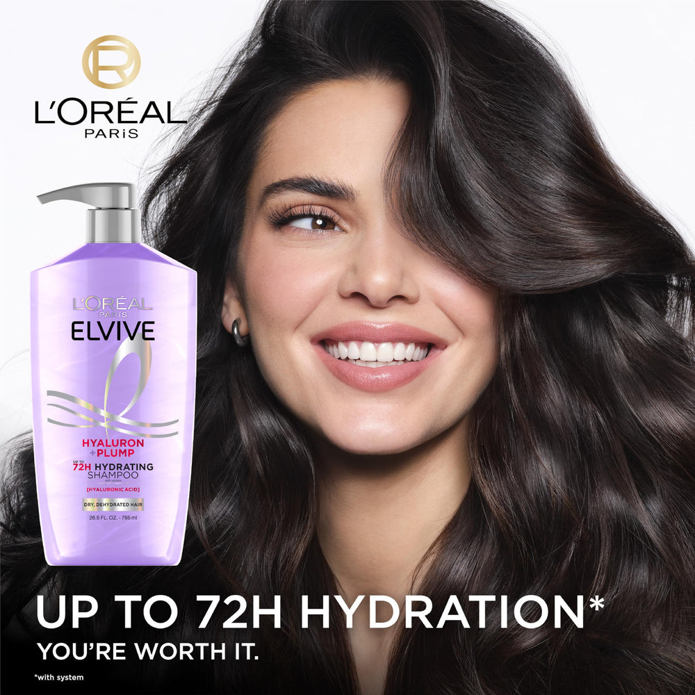 L'Oreal Elvive shampoo being dispensed demonstrating gentle lather