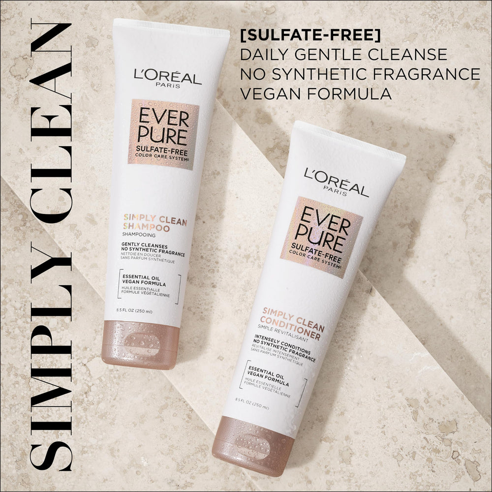 Close-up of L'Oreal Paris EverPure label highlighting clean, color-safe formula