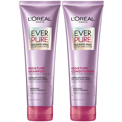 L'Oreal Paris front packaging showing the Moisture shampoo and conditioner set benefit