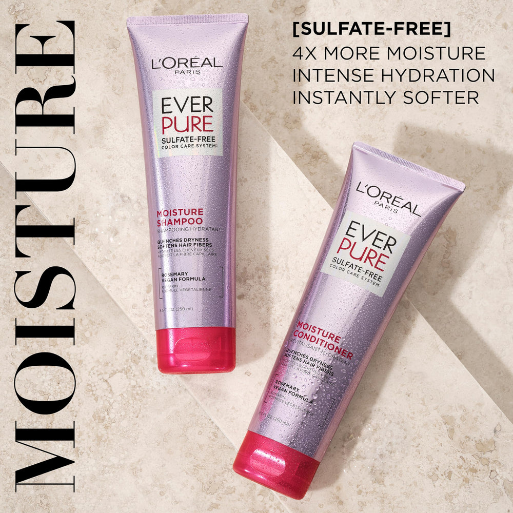 L'Oreal Paris shampoo pour illustrating easy dispensing and gentle cleansing benefit