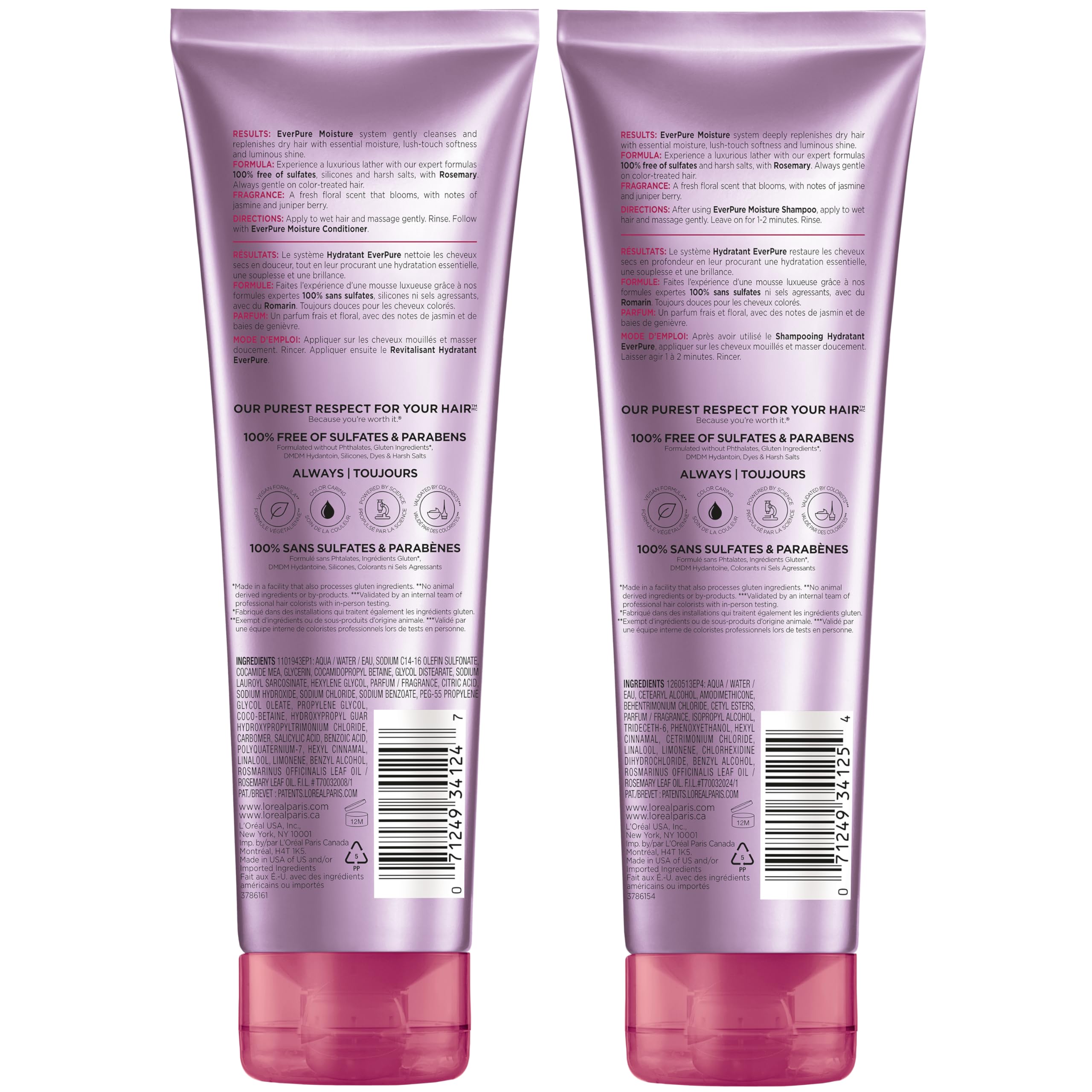 L'Oreal Paris 21-in-1 spray and set styled to show layered moisture and heat protection benefit