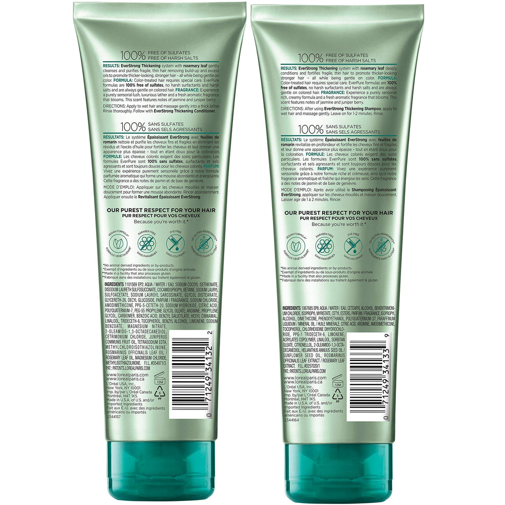 L'Oreal Paris EverPure side labels highlighting sulfate-free formula