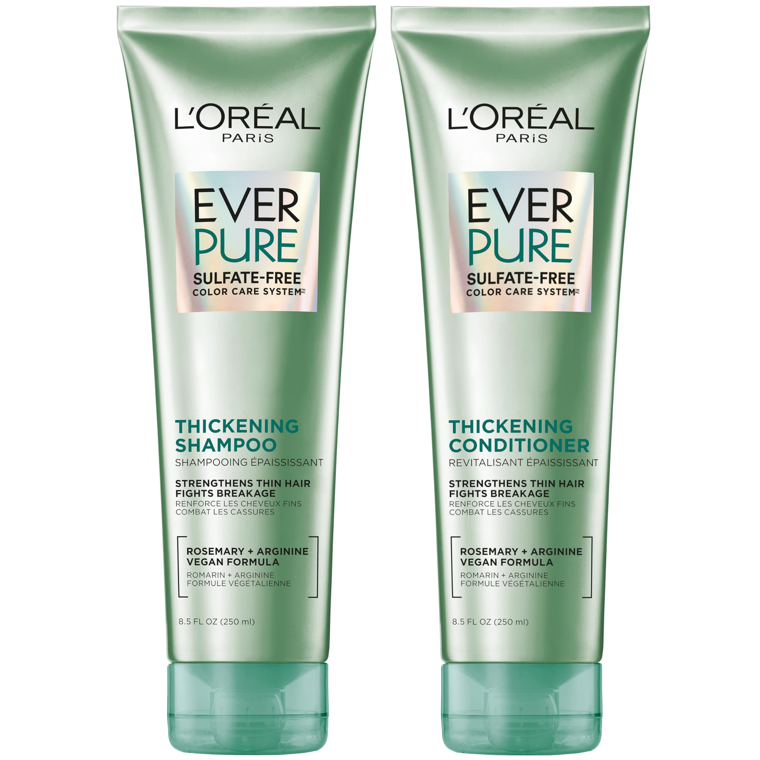 L'Oreal Paris bottle front view showing EverPure Thickening benefits