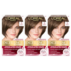 L'Oreal Paris front packaging showing full three-piece hair color kit benefit