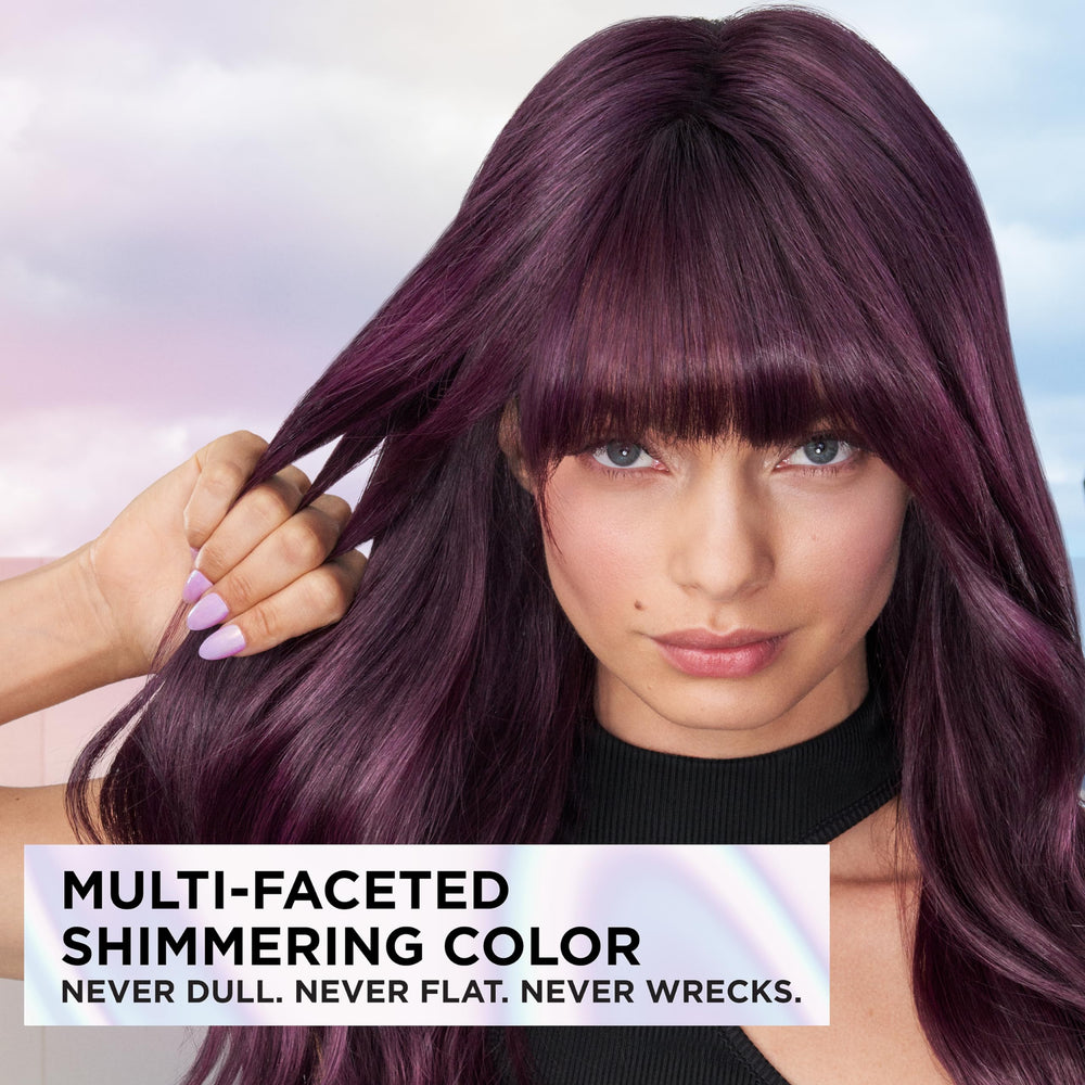 L'Oreal Paris Feria before and after hair comparison showing enhanced shine benefit