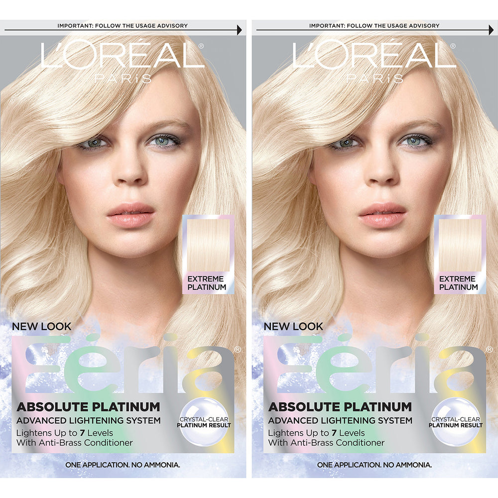 L'Oreal Paris Feria front packaging showing Extreme Platinum for bold shine